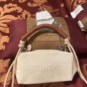 Burberry Cream and Brown Clutch with Chain Detail, GWP upcycled